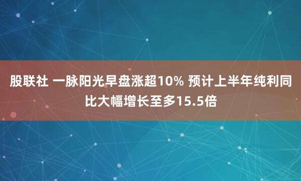 股联社 一脉阳光早盘涨超10% 预计上半年纯利同比大幅增长至多15.5倍