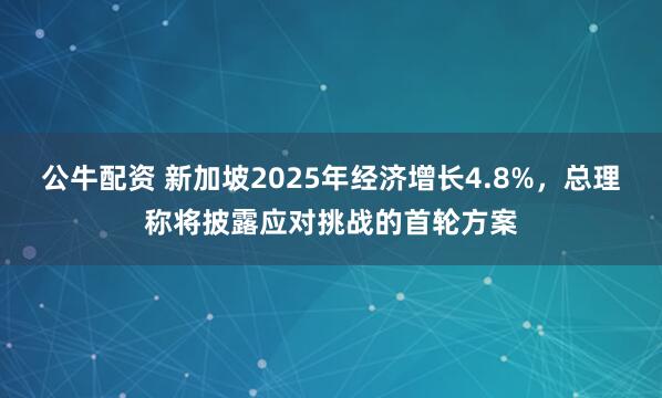 公牛配资 新加坡2025年经济增长4.8%，总理称将披露应对挑战的首轮方案